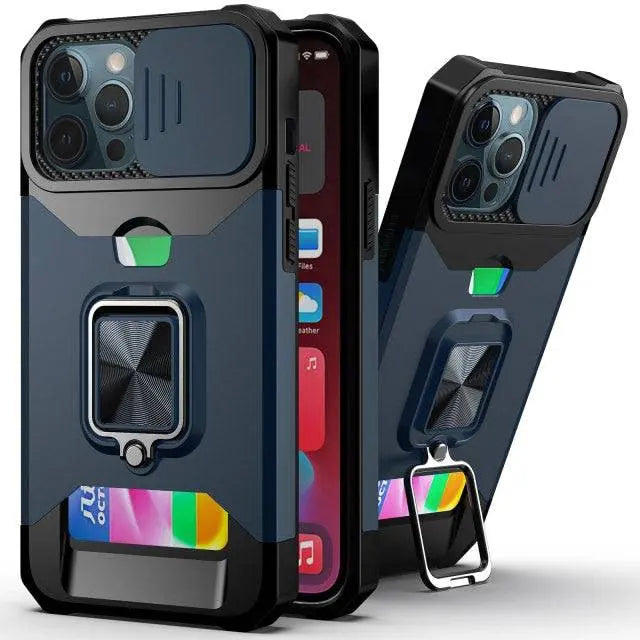 Kickstand Card Holder Camera Protection Case For iPhone 13 / 13 Pro / 13 Pro Max / 13 Mini - Pinnacle Luxuries