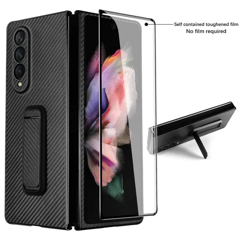 Spartan Armor Carbon Fiber Case For Samsung Galaxy Z Fold 3 Tempered Glass Screen Protector - Pinnacle Luxuries