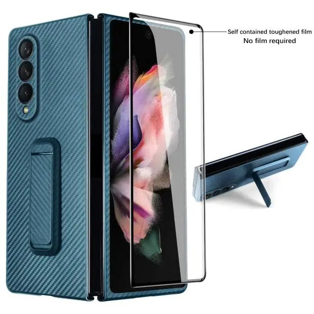 Spartan Armor Carbon Fiber Case For Samsung Galaxy Z Fold 3 Tempered Glass Screen Protector - Pinnacle Luxuries