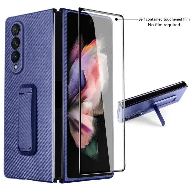 Spartan Armor Carbon Fiber Case For Samsung Galaxy Z Fold 3 Tempered Glass Screen Protector - Pinnacle Luxuries