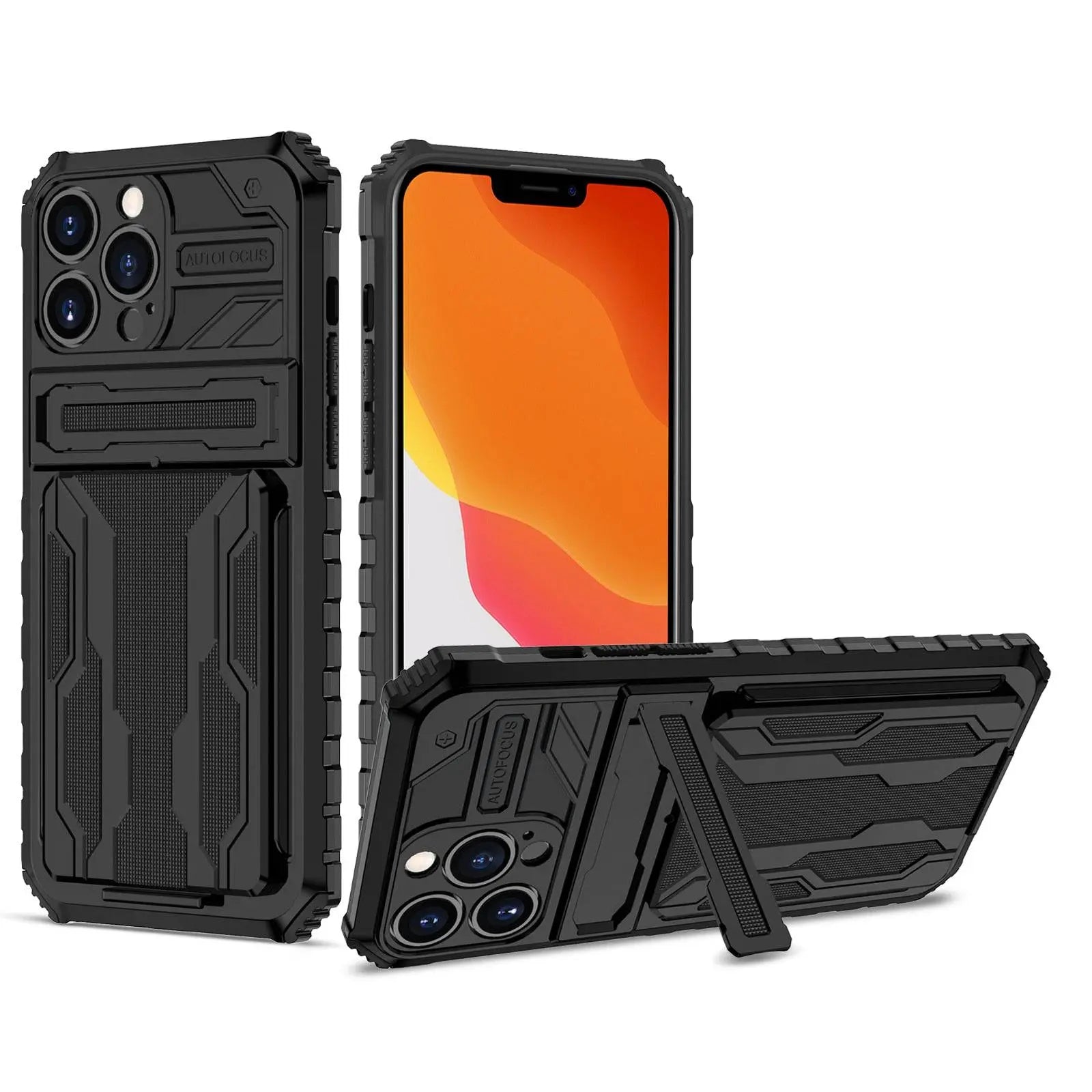 Spartan Military Grade Card Holder Kickstand Case For iPhone 13 12 11 - Pinnacle Luxuries