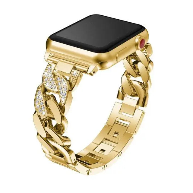 Custom Steel Link Diamond Band For Apple Watch Series 7 - Pinnacle Luxuries