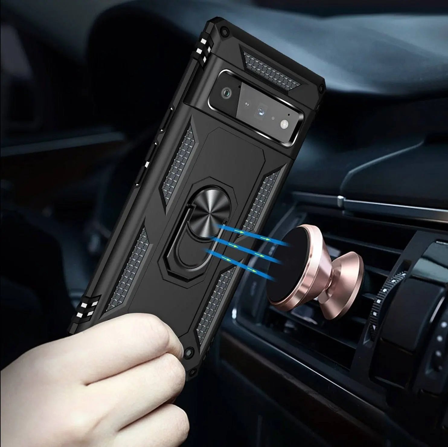 Military Grade Cobra Armor Ring Holder Stand Case For Google Pixel 6 Pro - Pinnacle Luxuries