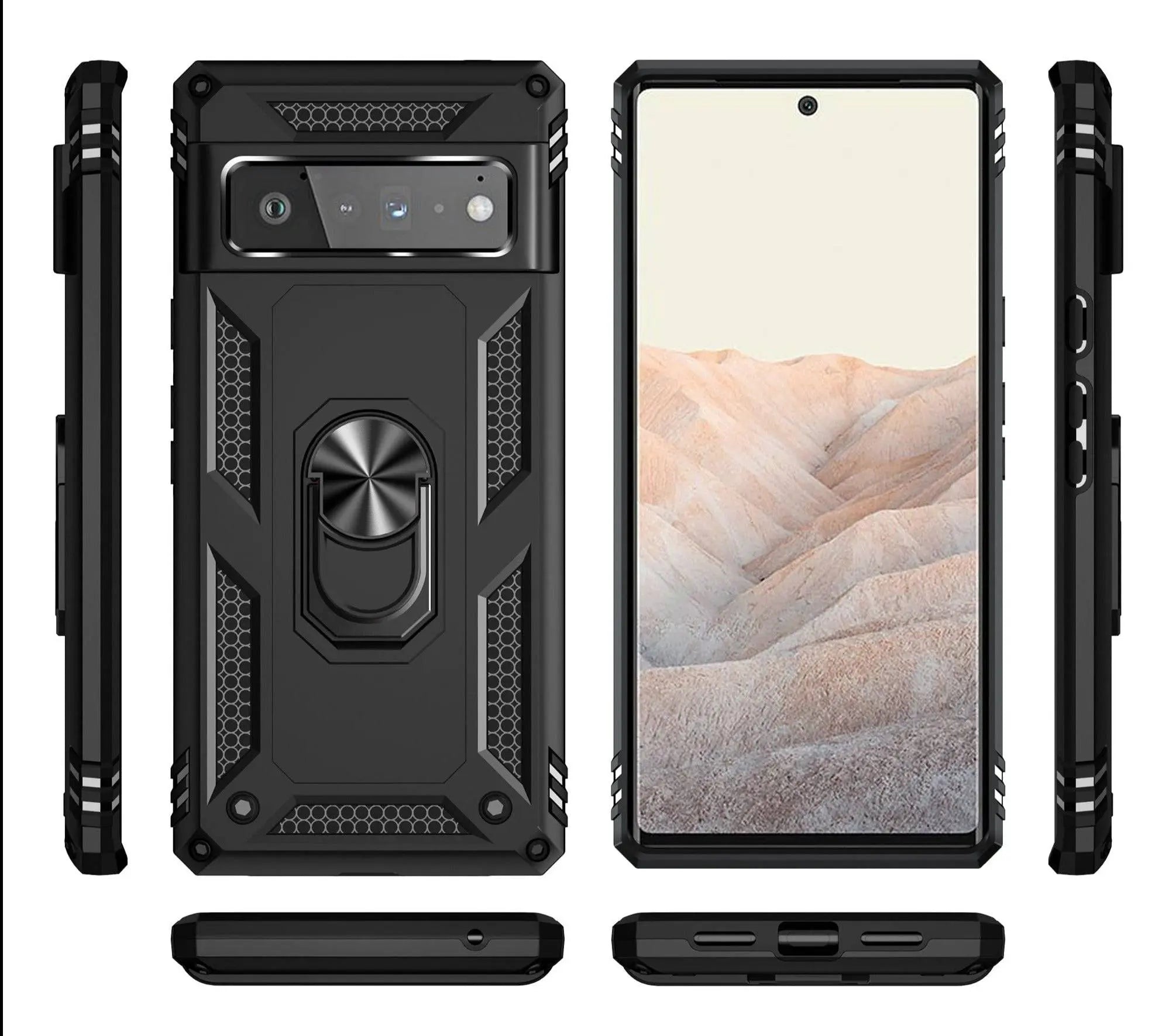 Military Grade Cobra Armor Ring Holder Stand Case For Google Pixel 6 Pro - Pinnacle Luxuries