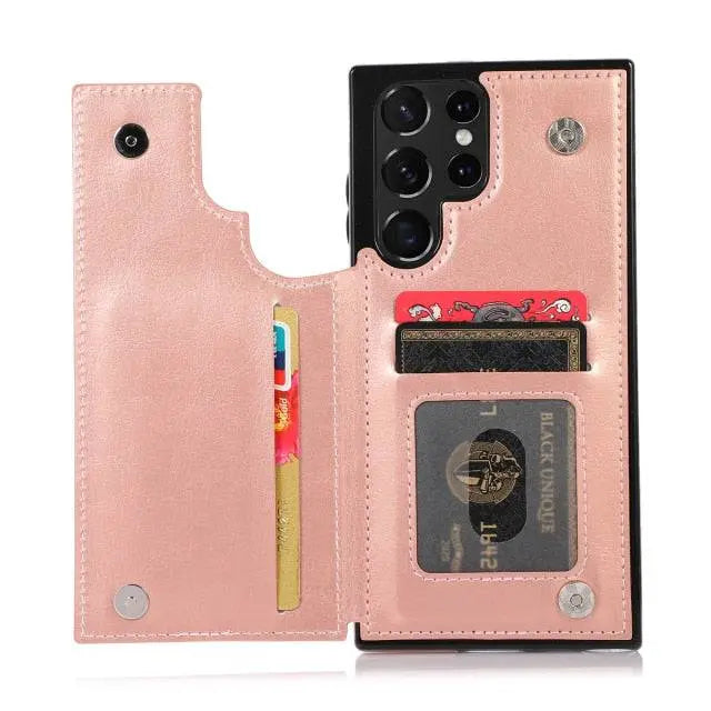 Vintage Leather Wallet Case For Samsung Galaxy S22 / S22 Plus / S22 Ultra - Pinnacle Luxuries