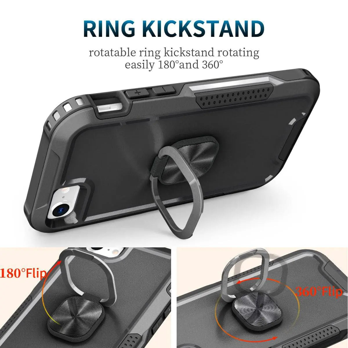 Heavy Duty 360 Kickstand Case For iPhone SE 2022 2020 - Pinnacle Luxuries