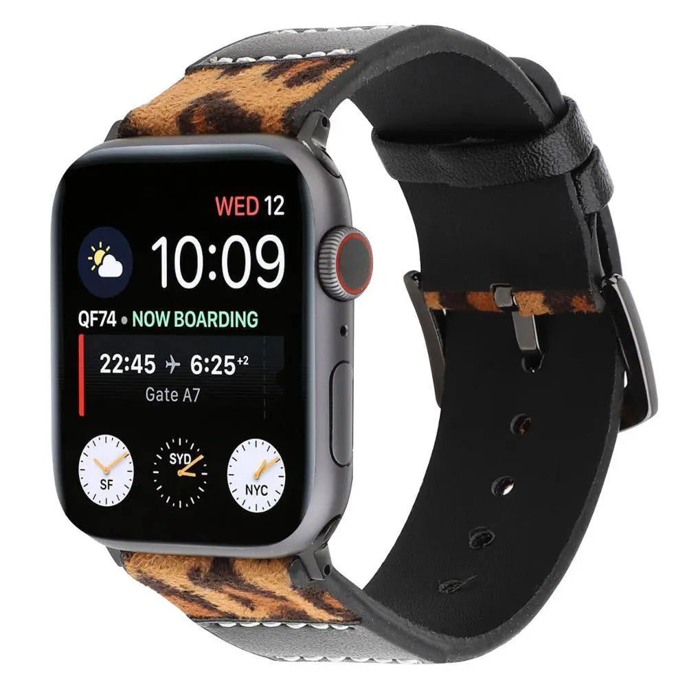Leather Leopard Women's Apple Watch Band - Pinnacle Luxuries